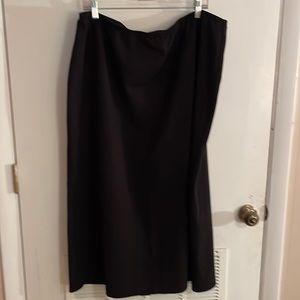 Black skirt, long, straight, elastic waist, stretchy.